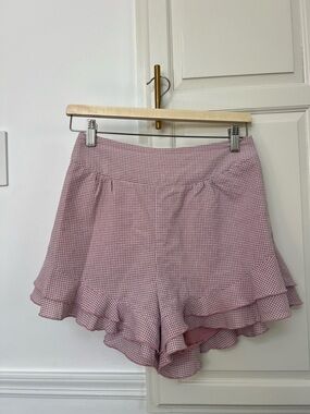 Gingham Ruffle Hem Shorts
